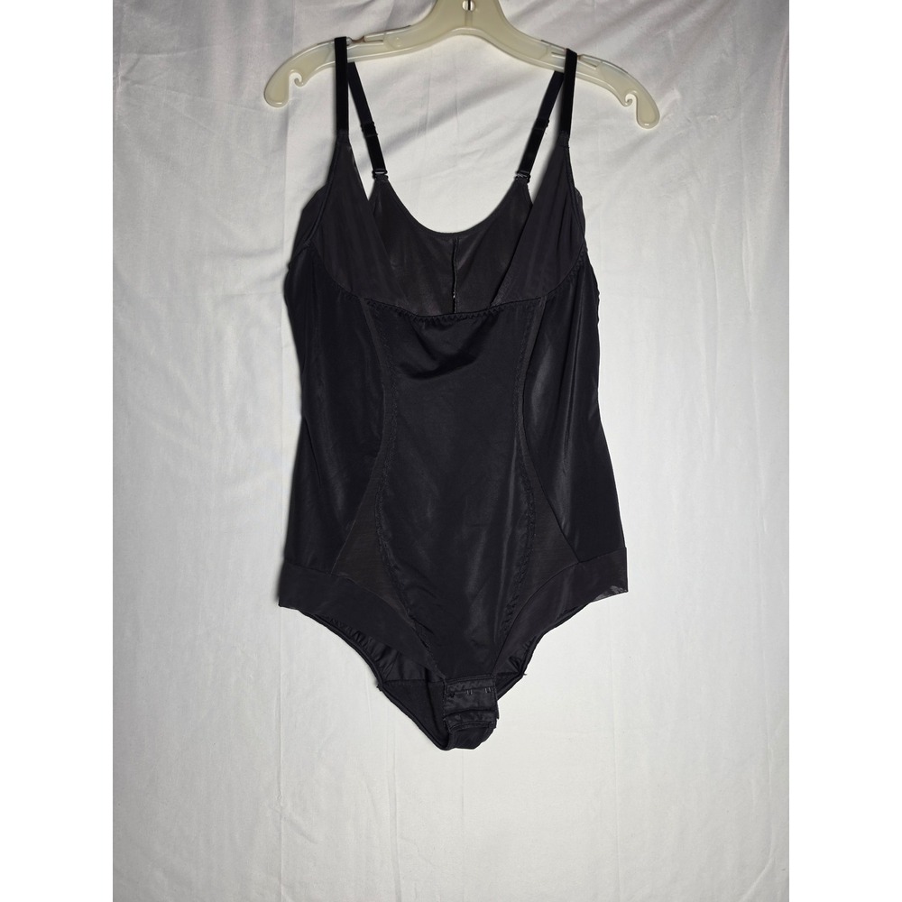 Black Shapewear Bodysuit Adjustable Straps Ruched Back Hook Eye Closure